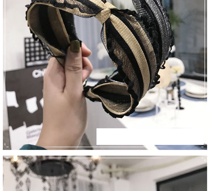 Fashion Black And Silver Lace Lace Fungus Bronze Knotted Thin Edge Hair Band,Head Band