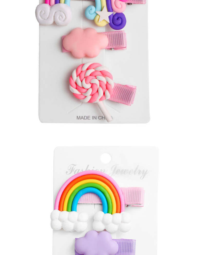 Fashion Blue Rainbow Cloud Lollipop Hair Clip Set,Hairpins