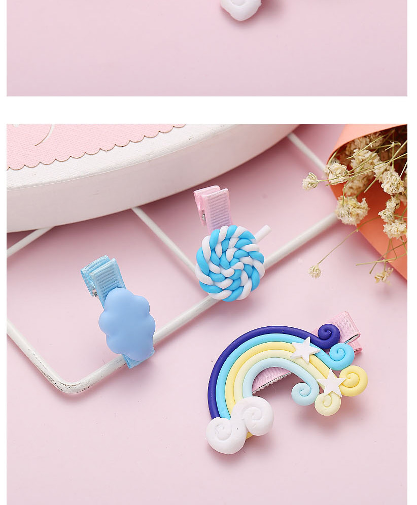 Fashion Purple Rainbow Cloud Lollipop Hair Clip Set,Hairpins