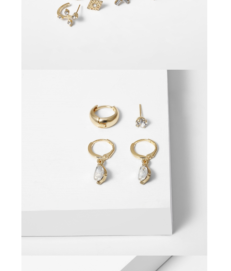 Fashion Golden Diamond Shaped Rhinestone Earring Set,Earrings set