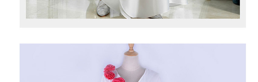 Fashion White Three-dimensional Floral Imitation Cotton Contrast Dress,Long Dress