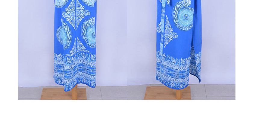 Fashion Blue Printed Cotton Cardigan With Belt,Sunscreen Shirts