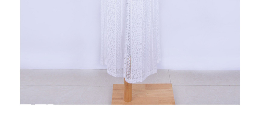 Fashion White Lace Cutout Belt Cardigan,Sunscreen Shirts