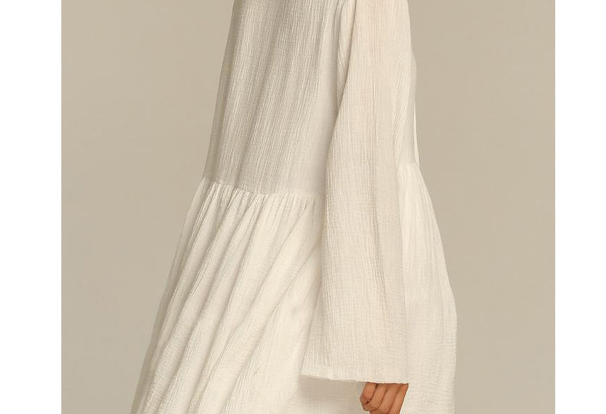 Fashion White Wrinkled Tether Long Sleeve Coat,Sunscreen Shirts