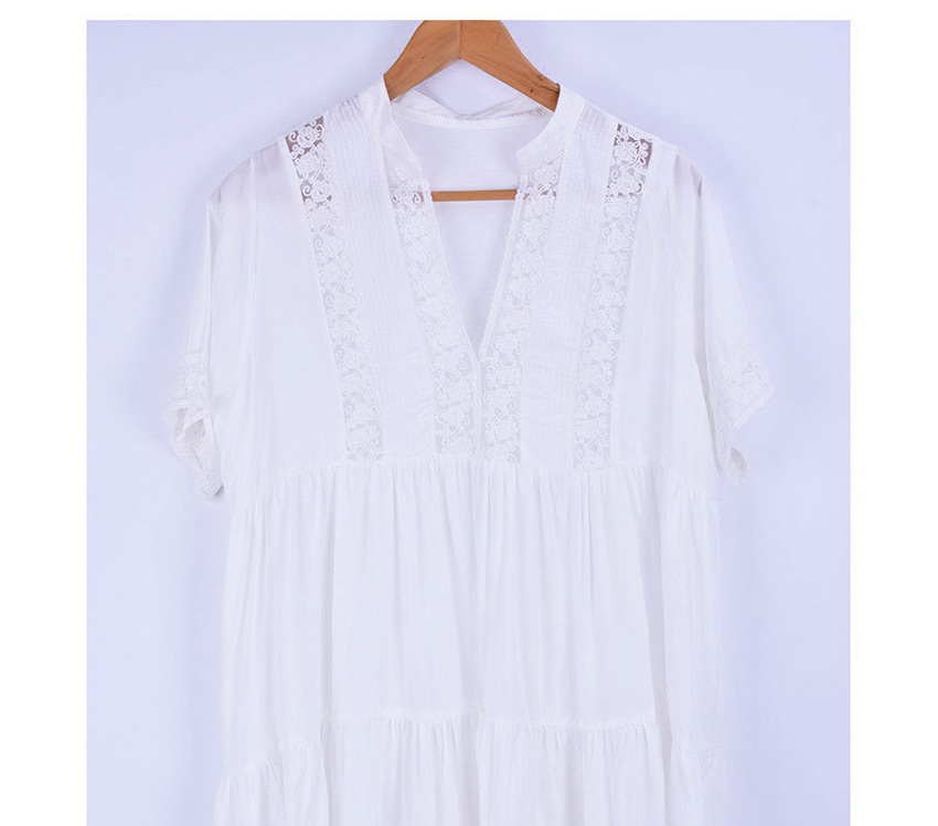 Fashion White V-neck Cropped Cotton-jersey Coat,Sunscreen Shirts