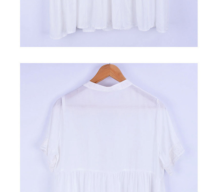 Fashion White V-neck Cropped Cotton-jersey Coat,Sunscreen Shirts
