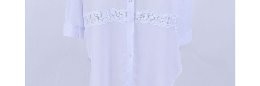 Fashion White Chiffon Wrinkled Lace Shirt Cardigan,Sunscreen Shirts