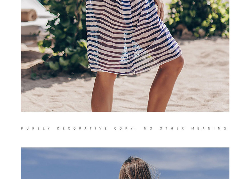 Fashion Color Mixing Chiffon Striped Starry Plus Size Swimsuit,Sunscreen Shirts