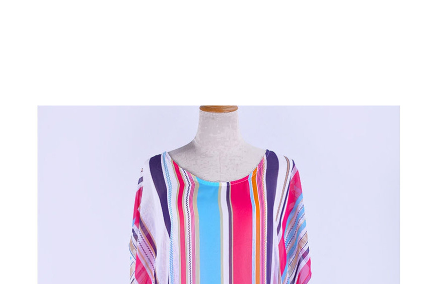 Fashion Color Color Stripe Chiffon Four Corners Hanging Shirt Swimwear,Sunscreen Shirts