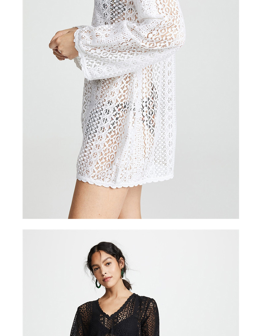 Fashion White Lace Cutout Long Sleeve Dress,Mini & Short Dresses