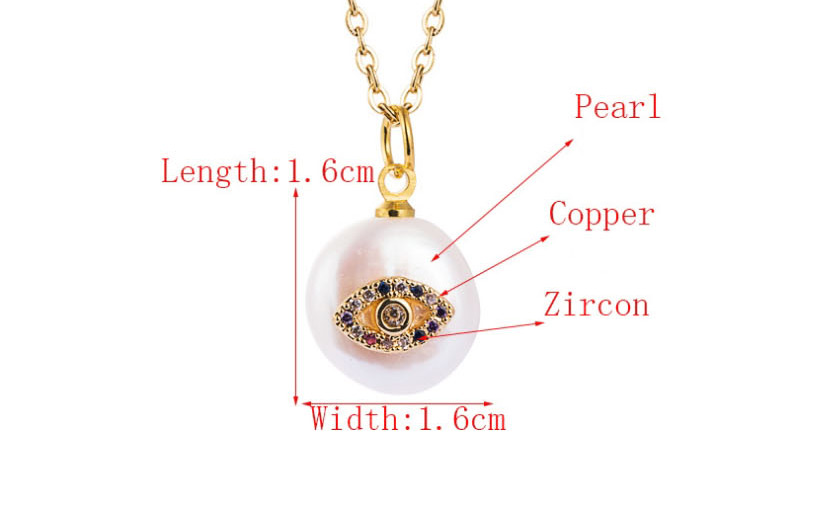 Fashion Golden Brass Pearl And Color Zircon Eye Necklace,Necklaces
