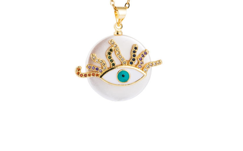 Fashion Color Inlaid Diamond Eye Pearl Necklace,Necklaces