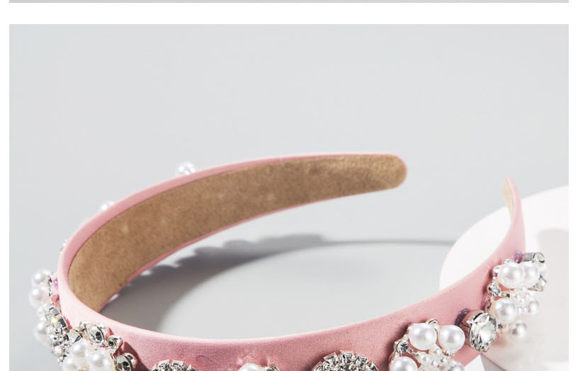Fashion Pink Glass Flower Pearl Hoop,Head Band