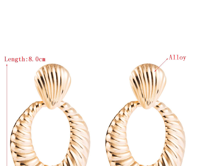 Fashion Oval Gold Metal Irregular Embossed Geometric Earrings,Drop Earrings