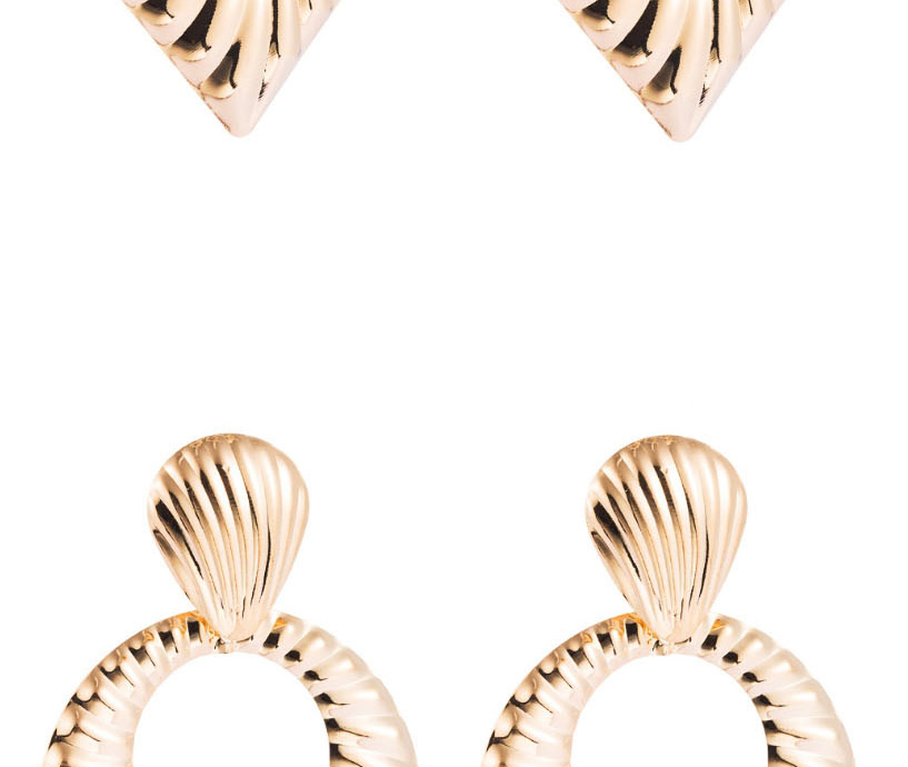 Fashion Oval Gold Metal Irregular Embossed Geometric Earrings,Drop Earrings