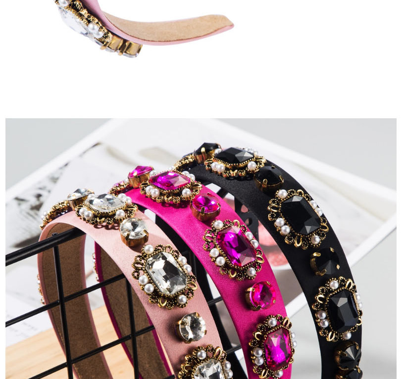 Fashion Pink Gold-plated Brass Hoop With Pearl Diamond Geometry,Head Band