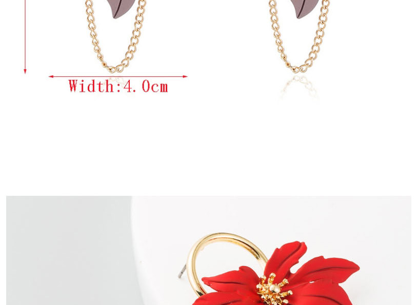 Fashion Brown Maple Leaf-shaped Hollow Flower Alloy Chain Earrings,Drop Earrings