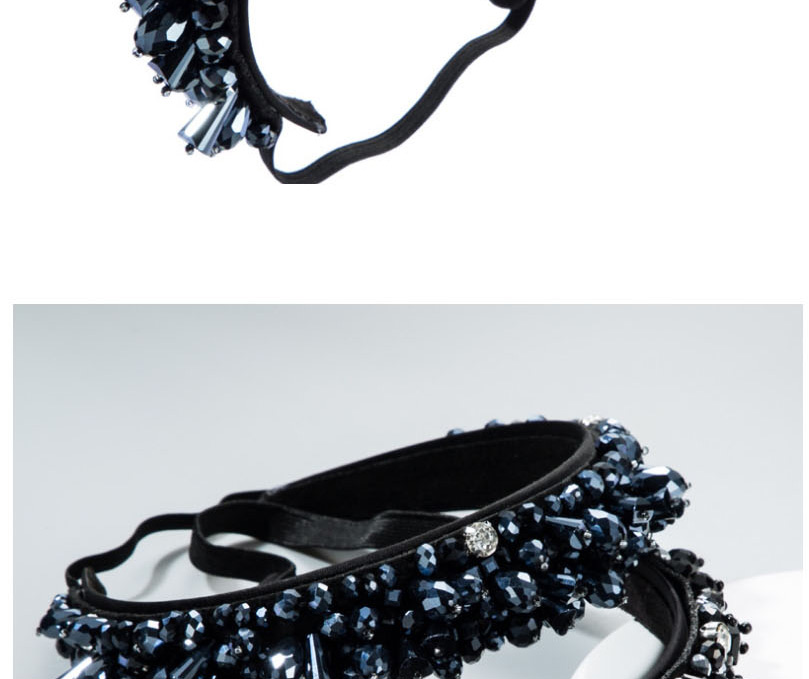 Fashion Black Crystal Braided Geometric Non-slip Headband,Head Band