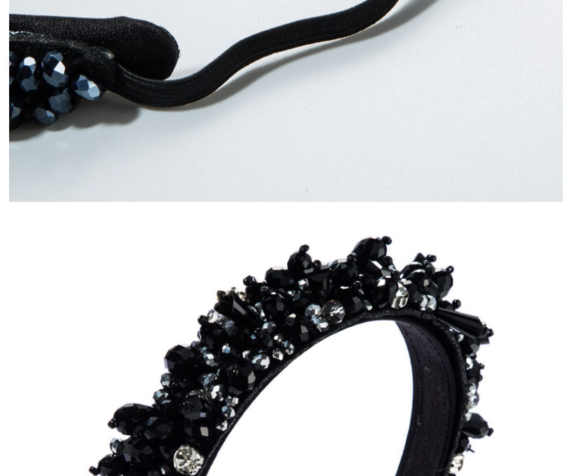 Fashion Black Crystal Braided Geometric Non-slip Headband,Head Band