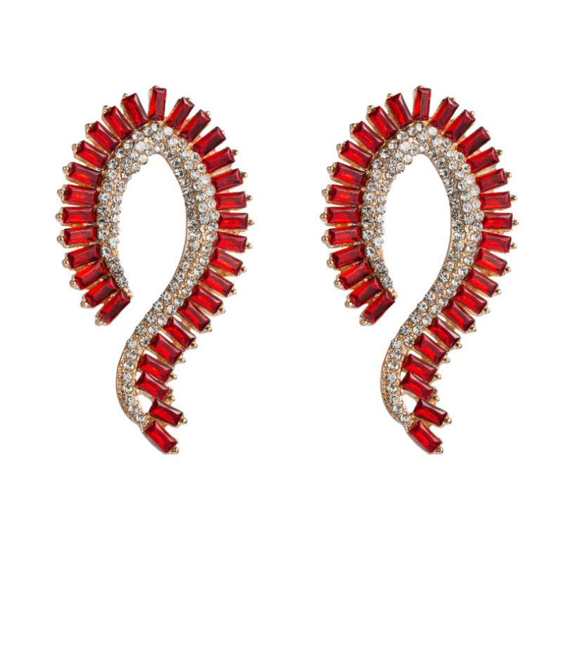 Fashion Brown Geometric C-shaped Diamond Earrings,Stud Earrings