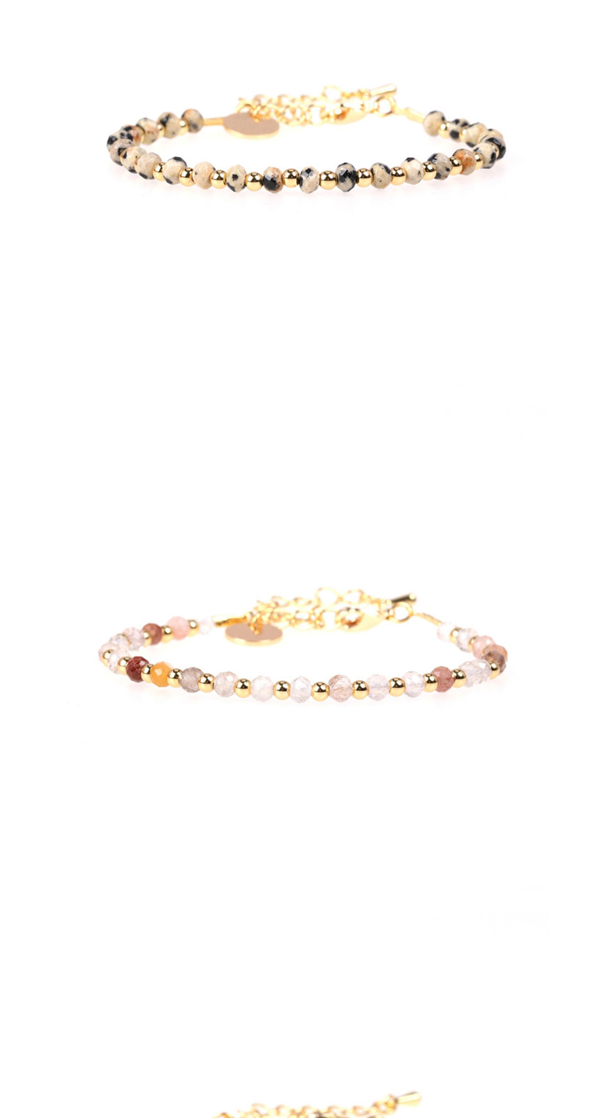 Fashion Dark Pink Flat Faceted Natural Stone Mixed Color Beaded Copper Plated Real Gold Bracelet,Bracelets