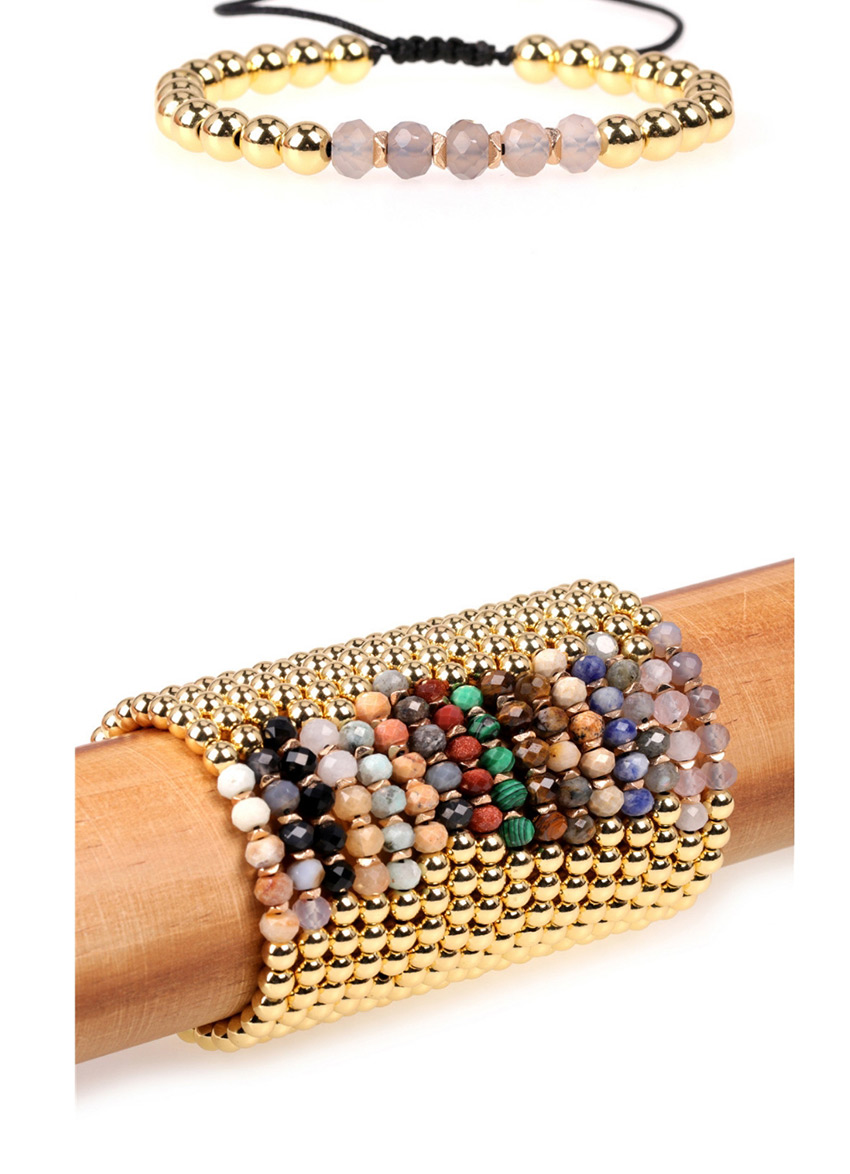 Fashion Brown Faceted Crystal Beads Braided Copper Beads Adjustable Bracelet,Bracelets
