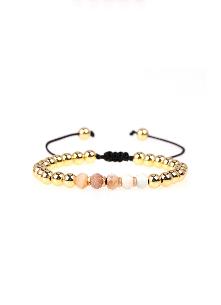 Fashion Light Pink Faceted Crystal Beads Braided Copper Beads Adjustable Bracelet,Bracelets