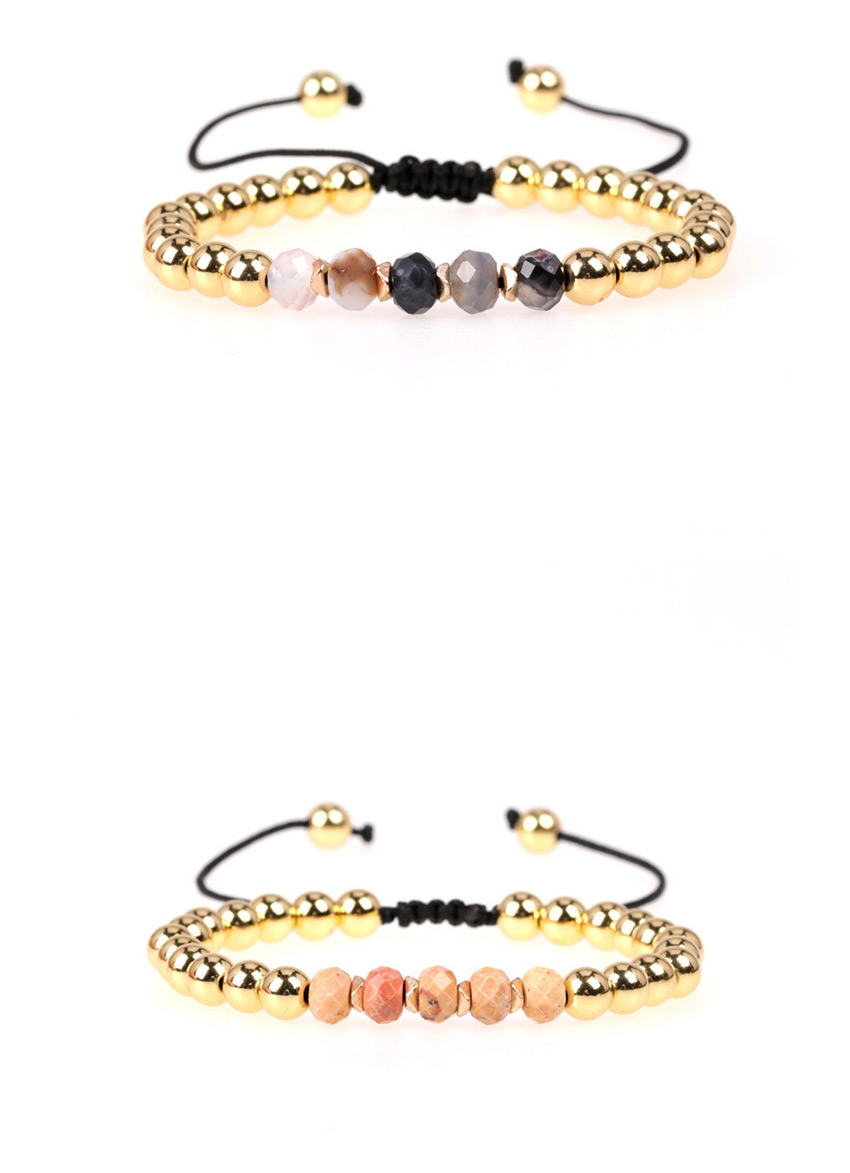 Fashion Off-white Faceted Crystal Beads Braided Copper Beads Adjustable Bracelet,Bracelets