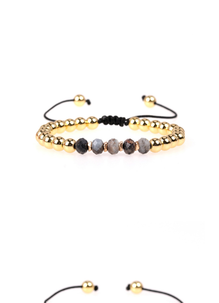 Fashion Gray Faceted Crystal Beads Braided Copper Beads Adjustable Bracelet,Bracelets