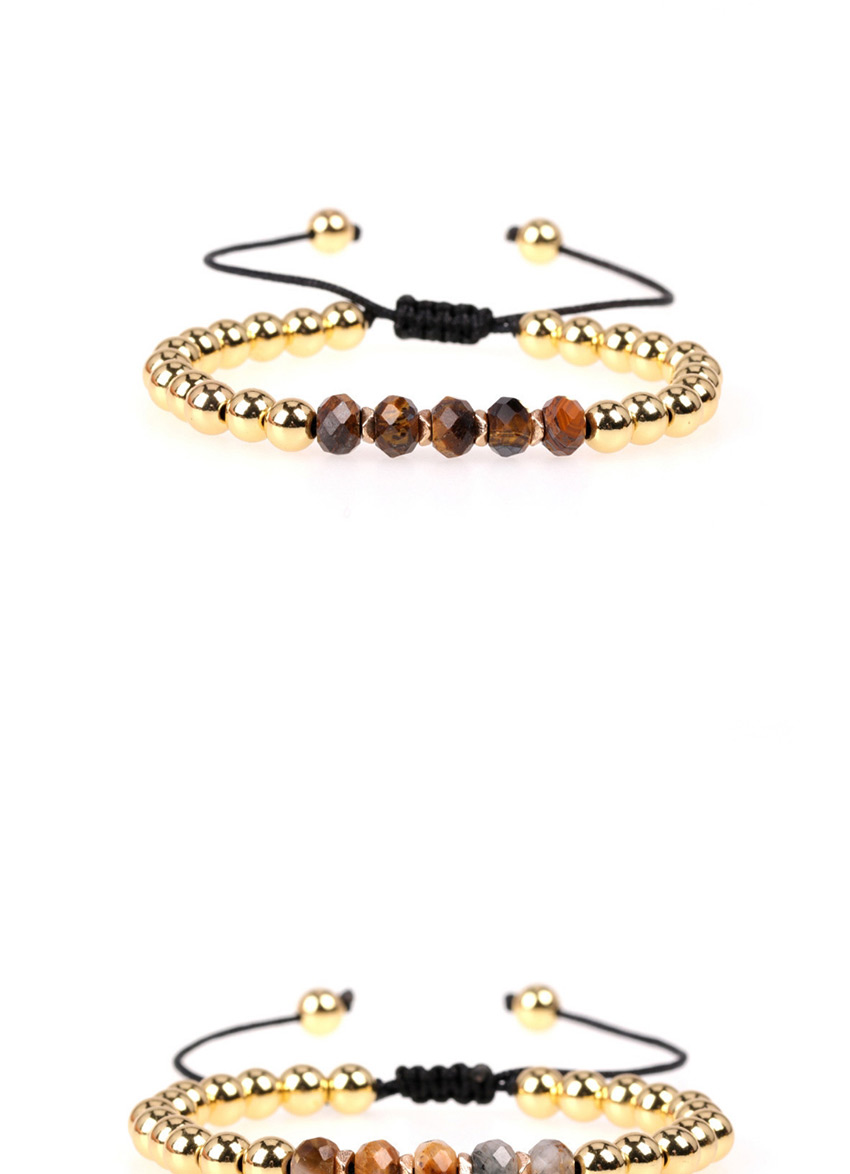 Fashion Brown Faceted Crystal Beads Braided Copper Beads Adjustable Bracelet,Bracelets
