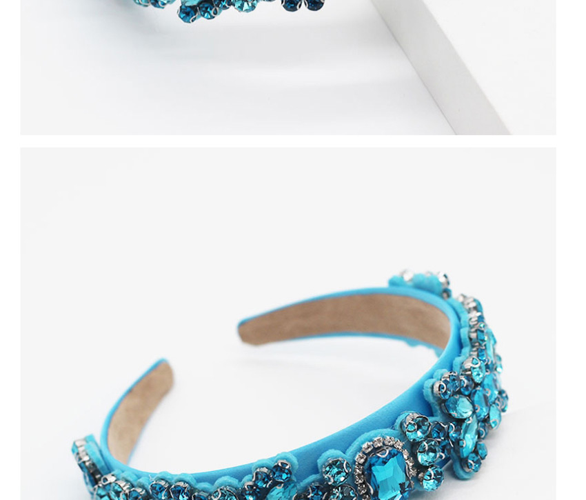 Fashion Blue Inlaid Rhinestone Geometric Three-dimensional Hair Hoop,Head Band
