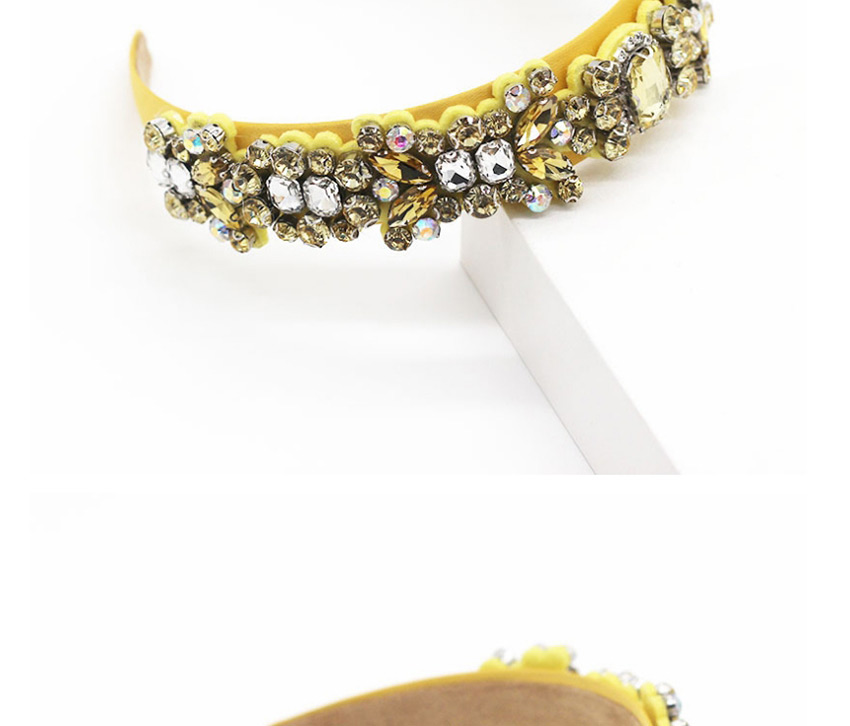 Fashion Yellow Inlaid Rhinestone Geometric Three-dimensional Hair Hoop,Head Band