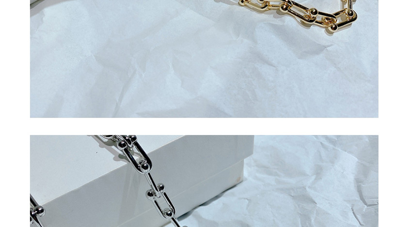 Fashion Silver U-shaped Thick Chain Hollow Alloy Sweater Chain,Chains