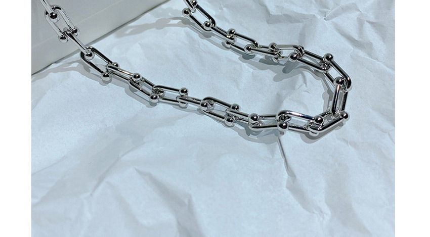 Fashion Silver U-shaped Thick Chain Hollow Alloy Sweater Chain,Chains