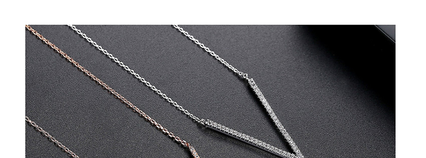 Fashion Platinum Alphabet V-shaped Zirconium Copper Necklace,Necklaces