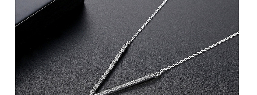 Fashion Rose Gold Alphabet V-shaped Zirconium Copper Necklace,Necklaces