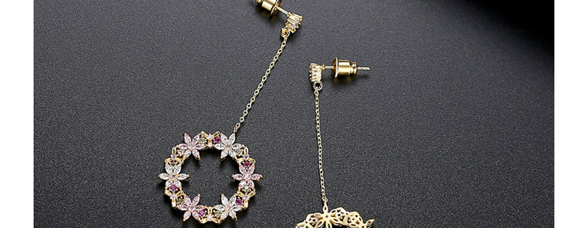 Fashion Rose Gold Gold-plated Pierced Earrings With Fancy Diamonds,Earrings