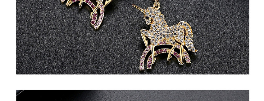 Fashion Platinum Unicorn Earrings With Electroplated Copper And Zircon,Earrings