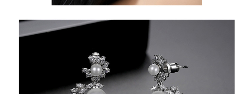 Fashion Gun Black Cubic Zirconia Pearl Geometric Earrings,Earrings