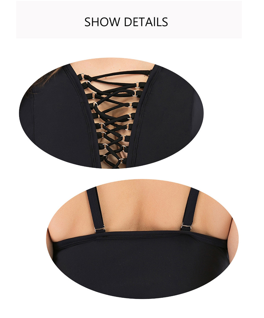 Fashion Black Tie Cutout Plus Size One-piece Swimsuit,Swimwear Plus Size