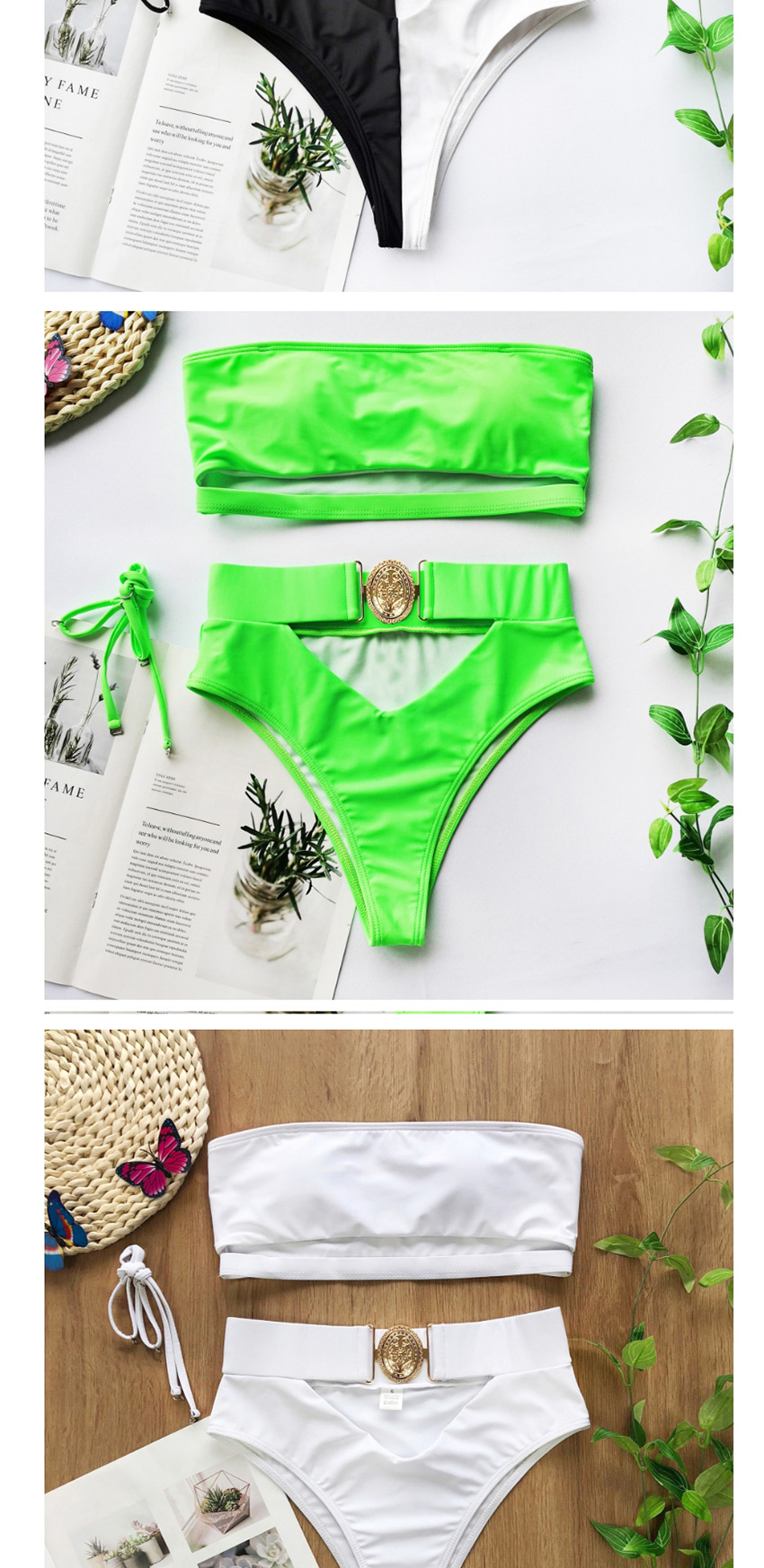 Fashion Crocodile Skin Crocodile-print Leather Tube Top Split Swimsuit,Bikini Sets