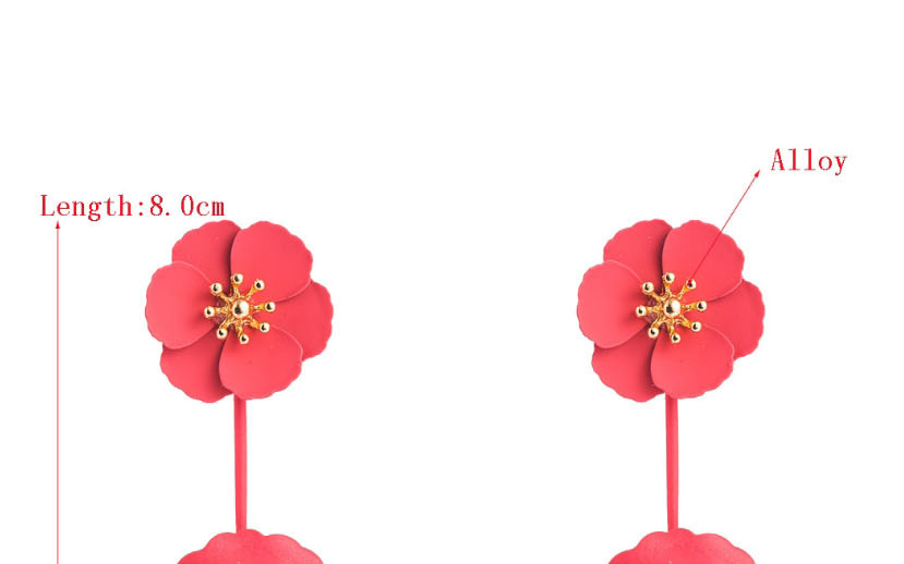 Fashion Pink Inlay Alloy Flower Long Earrings,Drop Earrings