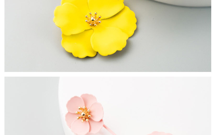 Fashion Yellow Inlay Alloy Flower Long Earrings,Drop Earrings