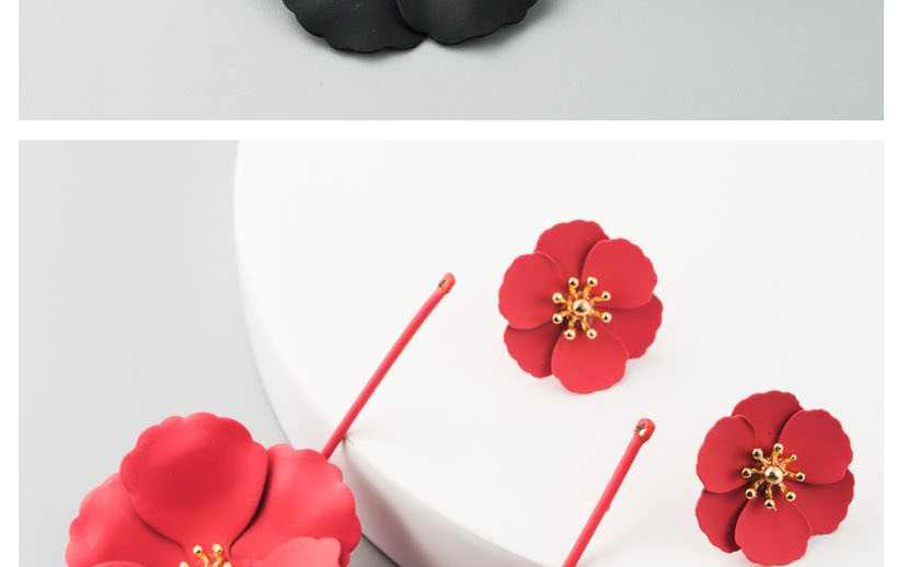 Fashion Black Inlay Alloy Flower Long Earrings,Drop Earrings