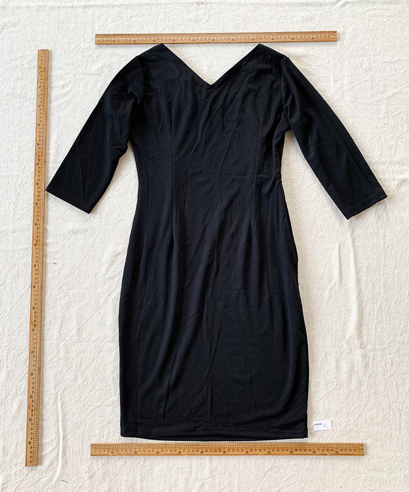 Fashion Black V-neck Cropped Sleeve Dress,Long Dress