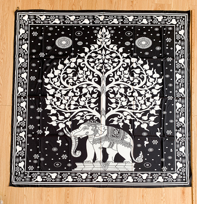 Fashion Black Printed Elephant Beach Towel,Cover-Ups