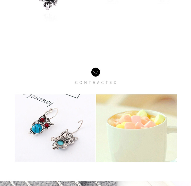 Fashion Blue Owl Diamond Earrings Necklace Set,Jewelry Sets