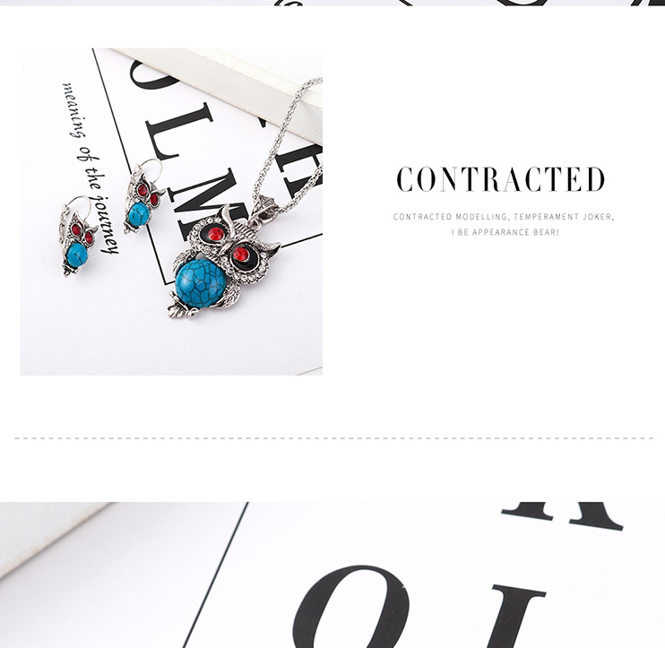 Fashion Black Owl Diamond Earrings Necklace Set,Jewelry Sets