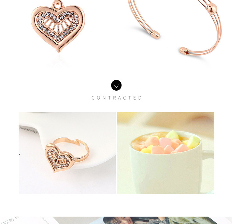 Fashion Gold Love Diamond Earrings Necklace Ring Bracelet Set,Jewelry Sets