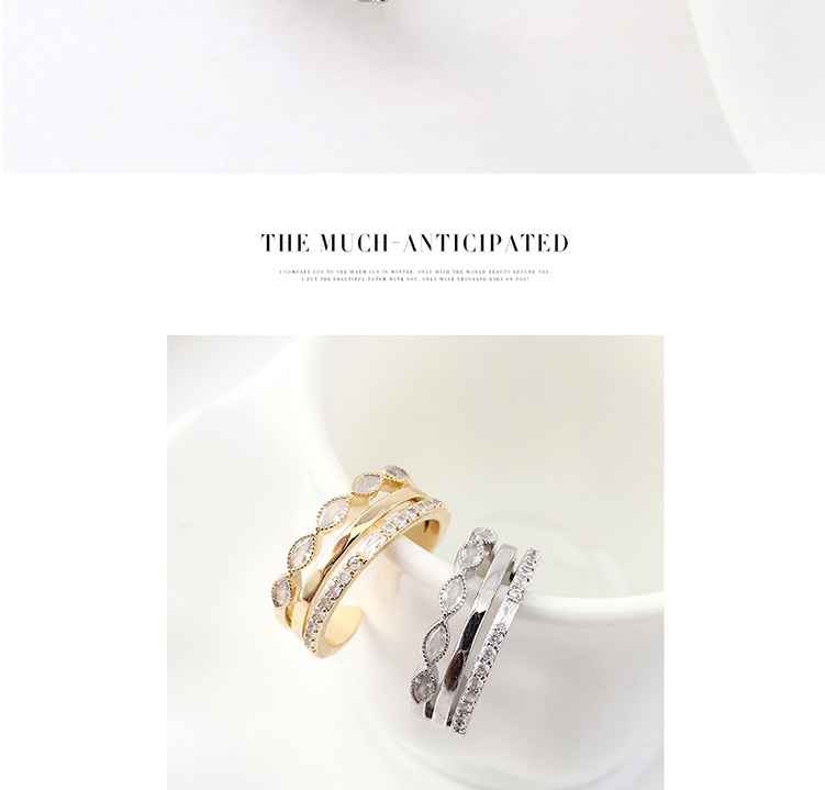 Fashion White K Alloy Diamond Multi-layer Ring,Fashion Rings